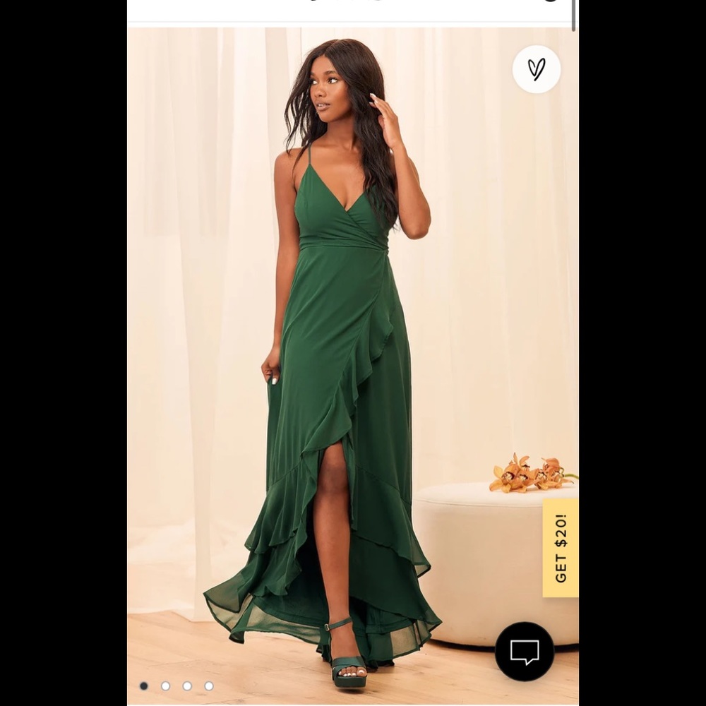 Emerald Green Lace-Up High-Low Maxi Dress